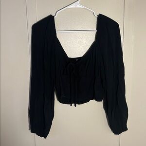 Wild Fable Black Peasant Crop Blouse